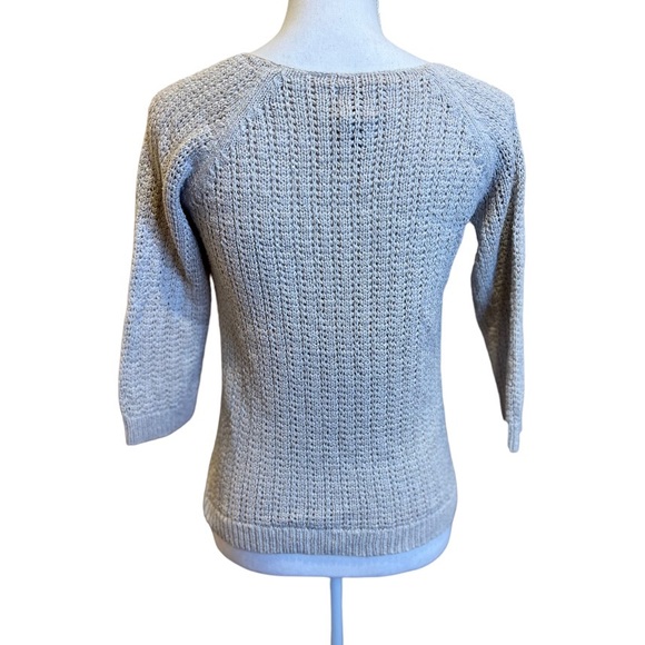 Chico’s Sweater Size Small silk blend two button open bottom cardigan Ivory - Picture 2 of 11